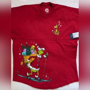 Merry Grinchmas Universal Studios Red Spirit Jersey With Grinch And Max NWT